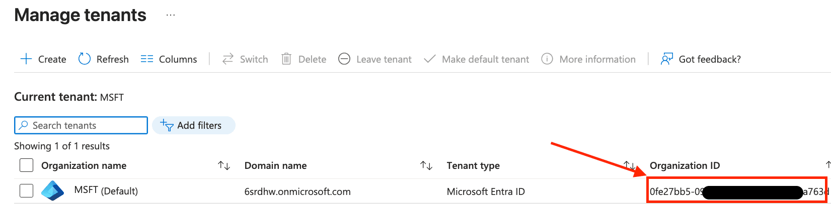 Tenant Object ID
