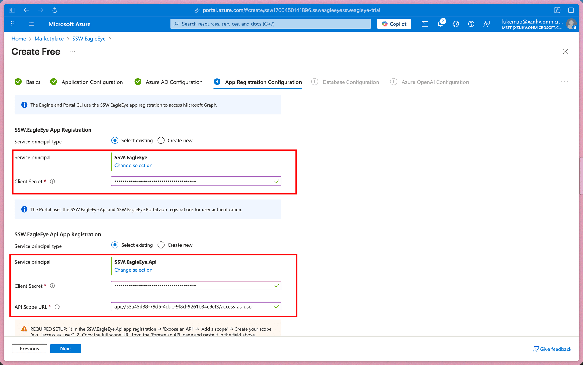 App Registration Configuration